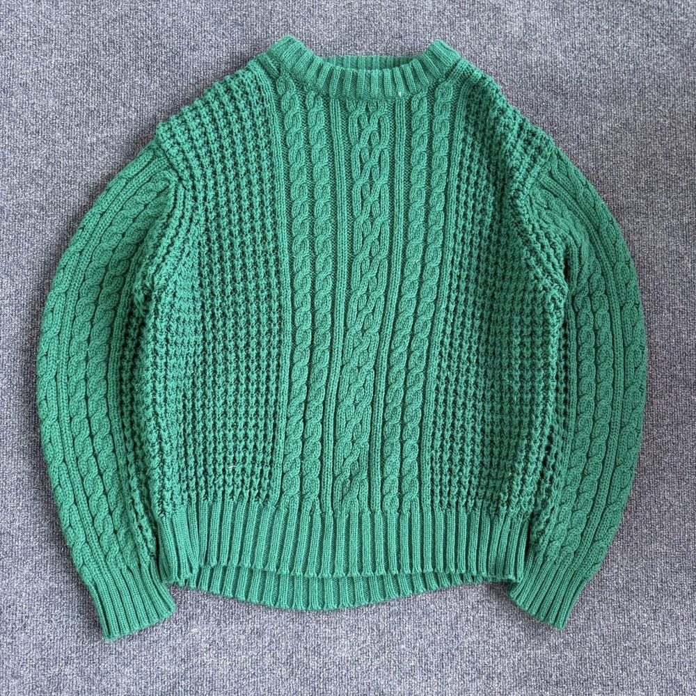 Vintage 90s Wentworth Sweater Mens Large Green Cable Knit Crewneck Pullover